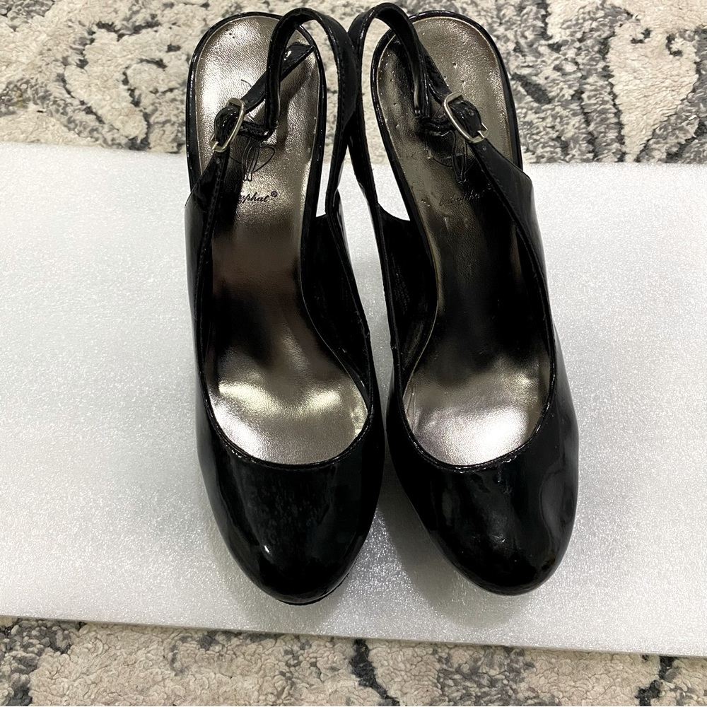 Babyphat Glossy Black Snake Skin Stilettos